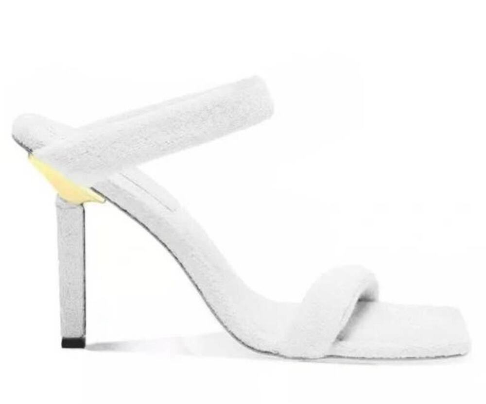 Good American Terry Slide On Sandal White 7.5 NEW